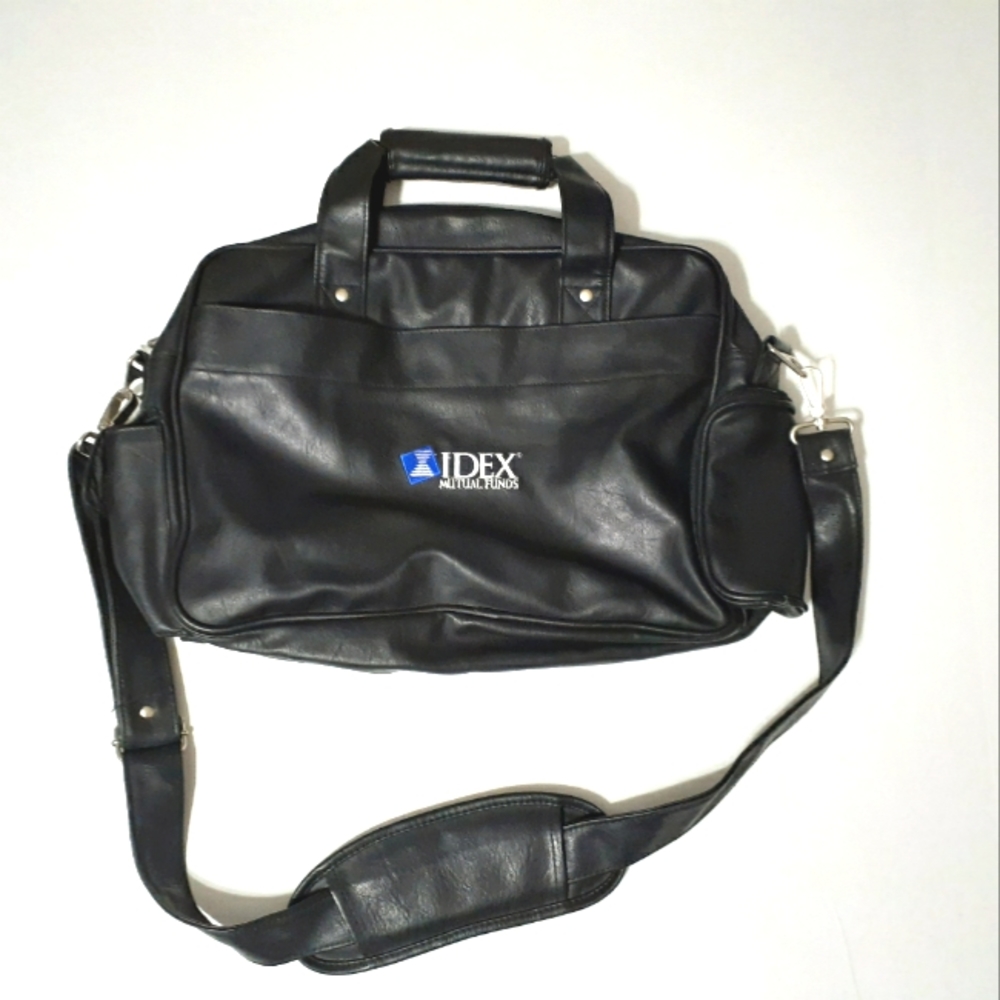 Vintage IDEX Mutual Funds Black Faux Leather Business Bag